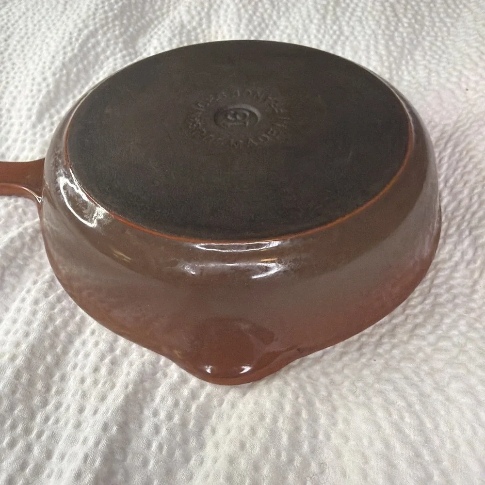 Vtg #16 Cousance LE CREUSET Skillet Flame Orange Enamel Cast Iron 6.5